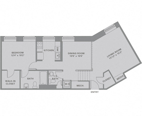 Floorplan for Apartment #02-222, 1 bedroom unit at Halstead Haverhill